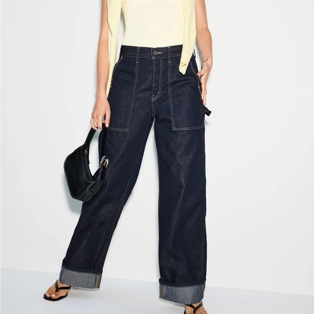 Etica Dark Indigo Wide-Leg Utility Jeans